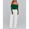 imageBTFBM Womens Off Shoulder Tops 2025 Spring Summer Sheer Long Sleeve Shirts Stretchy Ruched Slim Fit Going Out Crop TopDark Green