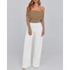imageBTFBM Womens Off Shoulder Tops 2025 Spring Summer Sheer Long Sleeve Shirts Stretchy Ruched Slim Fit Going Out Crop TopKhaki