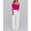 imageBTFBM Womens Off Shoulder Tops 2025 Spring Summer Sheer Long Sleeve Shirts Stretchy Ruched Slim Fit Going Out Crop TopRose Red