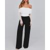 imageBTFBM Womens Off Shoulder Tops 2025 Spring Summer Sheer Long Sleeve Shirts Stretchy Ruched Slim Fit Going Out Crop TopWhite