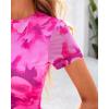 imageBTFBM Womens Sheer Mesh Summer Tops 2025 Crew Neck Short Sleeve Print Ruched Slim Fit Club Going Out T ShirtsFloral Pink