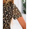 imageBTFBM Womens Sheer Mesh Summer Tops 2025 Crew Neck Short Sleeve Print Ruched Slim Fit Club Going Out T ShirtsLeopard