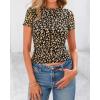 imageBTFBM Womens Sheer Mesh Summer Tops 2025 Crew Neck Short Sleeve Print Ruched Slim Fit Club Going Out T ShirtsLeopard