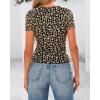 imageBTFBM Womens Sheer Mesh Summer Tops 2025 Crew Neck Short Sleeve Print Ruched Slim Fit Club Going Out T ShirtsLeopard