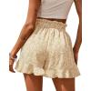 imageBTFBM Womens Summer Shorts 2025 Vacation Floral Belted Casual Elastic High Waist Ruffle Beach Short Lounge Pants PocketsFloral Apricot