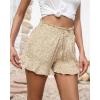 imageBTFBM Womens Summer Shorts 2025 Vacation Floral Belted Casual Elastic High Waist Ruffle Beach Short Lounge Pants PocketsFloral Apricot