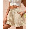 imageBTFBM Womens Summer Shorts 2025 Vacation Floral Belted Casual Elastic High Waist Ruffle Beach Short Lounge Pants PocketsFloral Apricot