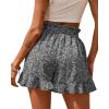 imageBTFBM Womens Summer Shorts 2025 Vacation Floral Belted Casual Elastic High Waist Ruffle Beach Short Lounge Pants PocketsFloral Black