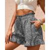 imageBTFBM Womens Summer Shorts 2025 Vacation Floral Belted Casual Elastic High Waist Ruffle Beach Short Lounge Pants PocketsFloral Black
