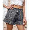 imageBTFBM Womens Summer Shorts 2025 Vacation Floral Belted Casual Elastic High Waist Ruffle Beach Short Lounge Pants PocketsFloral Black