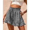 imageBTFBM Womens Summer Shorts 2025 Vacation Floral Belted Casual Elastic High Waist Ruffle Beach Short Lounge Pants PocketsFloral Black