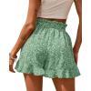 imageBTFBM Womens Summer Shorts 2025 Vacation Floral Belted Casual Elastic High Waist Ruffle Beach Short Lounge Pants PocketsFloral Green