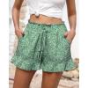 imageBTFBM Womens Summer Shorts 2025 Vacation Floral Belted Casual Elastic High Waist Ruffle Beach Short Lounge Pants PocketsFloral Green