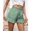 imageBTFBM Womens Summer Shorts 2025 Vacation Floral Belted Casual Elastic High Waist Ruffle Beach Short Lounge Pants PocketsFloral Green