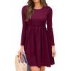 imageBTFBM Women 2025 Casual Button Down Summer Fall Dresses Long Sleeve Crew Neck Solid High Waist Short Tunic Mini DressLong Sleeve Purple Red