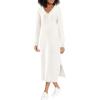 imageBTFBM Women Fall Sweater Dress Casual V Neck Long Sleeve Slit Knit Oversized Maternity Sweaters Maxi Dresses 2025 WinterSolid White