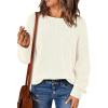 imageBTFBM Womens Loose Pullover Sweaters Fall Winter Clothes 2025 Crewneck Slouchy Sweater Long Sleeve Casual Knitted TopsSolid White