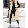 imageBTFBM Long Puffer Vest Women Quilted Hooded Button Down Zip Up Sleeveless Vests Outerwear Padded Jacket Fall Winter CoatApricot