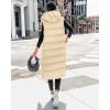imageBTFBM Long Puffer Vest Women Quilted Hooded Button Down Zip Up Sleeveless Vests Outerwear Padded Jacket Fall Winter CoatApricot