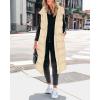 imageBTFBM Long Puffer Vest Women Quilted Hooded Button Down Zip Up Sleeveless Vests Outerwear Padded Jacket Fall Winter CoatApricot
