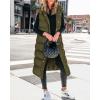 imageBTFBM Long Puffer Vest Women Quilted Hooded Button Down Zip Up Sleeveless Vests Outerwear Padded Jacket Fall Winter CoatArmy Green