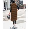 imageBTFBM Long Puffer Vest Women Quilted Hooded Button Down Zip Up Sleeveless Vests Outerwear Padded Jacket Fall Winter CoatBrown