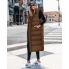imageBTFBM Long Puffer Vest Women Quilted Hooded Button Down Zip Up Sleeveless Vests Outerwear Padded Jacket Fall Winter CoatBrown