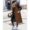 imageBTFBM Long Puffer Vest Women Quilted Hooded Button Down Zip Up Sleeveless Vests Outerwear Padded Jacket Fall Winter CoatBrown