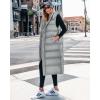 imageBTFBM Long Puffer Vest Women Quilted Hooded Button Down Zip Up Sleeveless Vests Outerwear Padded Jacket Fall Winter CoatGrey