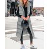 imageBTFBM Long Puffer Vest Women Quilted Hooded Button Down Zip Up Sleeveless Vests Outerwear Padded Jacket Fall Winter CoatGrey