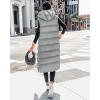 imageBTFBM Long Puffer Vest Women Quilted Hooded Button Down Zip Up Sleeveless Vests Outerwear Padded Jacket Fall Winter CoatGrey