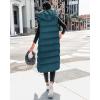 imageBTFBM Long Puffer Vest Women Quilted Hooded Button Down Zip Up Sleeveless Vests Outerwear Padded Jacket Fall Winter CoatGrey Blue