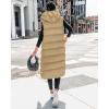 imageBTFBM Long Puffer Vest Women Quilted Hooded Button Down Zip Up Sleeveless Vests Outerwear Padded Jacket Fall Winter CoatKhaki