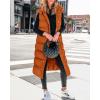 imageBTFBM Long Puffer Vest Women Quilted Hooded Button Down Zip Up Sleeveless Vests Outerwear Padded Jacket Fall Winter CoatOrange