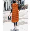 imageBTFBM Long Puffer Vest Women Quilted Hooded Button Down Zip Up Sleeveless Vests Outerwear Padded Jacket Fall Winter CoatOrange