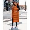imageBTFBM Long Puffer Vest Women Quilted Hooded Button Down Zip Up Sleeveless Vests Outerwear Padded Jacket Fall Winter CoatOrange