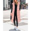 imageBTFBM Long Puffer Vest Women Quilted Hooded Button Down Zip Up Sleeveless Vests Outerwear Padded Jacket Fall Winter CoatPink
