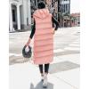 imageBTFBM Long Puffer Vest Women Quilted Hooded Button Down Zip Up Sleeveless Vests Outerwear Padded Jacket Fall Winter CoatPink