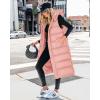 imageBTFBM Long Puffer Vest Women Quilted Hooded Button Down Zip Up Sleeveless Vests Outerwear Padded Jacket Fall Winter CoatPink