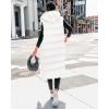imageBTFBM Long Puffer Vest Women Quilted Hooded Button Down Zip Up Sleeveless Vests Outerwear Padded Jacket Fall Winter CoatWhite