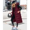 imageBTFBM Long Puffer Vest Women Quilted Hooded Button Down Zip Up Sleeveless Vests Outerwear Padded Jacket Fall Winter CoatWine Red