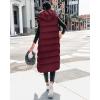 imageBTFBM Long Puffer Vest Women Quilted Hooded Button Down Zip Up Sleeveless Vests Outerwear Padded Jacket Fall Winter CoatWine Red