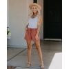 imageBTFBM Summer Shorts for Women 2025 Casual Elastic Waist Drawstring Lightweight Beach Lounge Short Pants PocketsPink