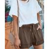 imageBTFBM Summer Shorts for Women 2025 Casual Elastic Waist Drawstring Lightweight Beach Lounge Short Pants PocketsSolid Brown