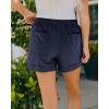 imageBTFBM Summer Shorts for Women 2025 Casual Elastic Waist Drawstring Lightweight Beach Lounge Short Pants PocketsSolid Dark Blue