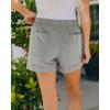 imageBTFBM Summer Shorts for Women 2025 Casual Elastic Waist Drawstring Lightweight Beach Lounge Short Pants PocketsSolid Grey