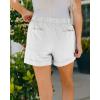 imageBTFBM Summer Shorts for Women 2025 Casual Elastic Waist Drawstring Lightweight Beach Lounge Short Pants PocketsSolid White