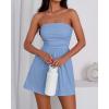 imageBTFBM Summer Womens Romper 2025 Strapless Tube Beach Vacation Clothes Ruffle Boho Loose Shorts Jumpsuits PocketsBlue