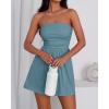 imageBTFBM Summer Womens Romper 2025 Strapless Tube Beach Vacation Clothes Ruffle Boho Loose Shorts Jumpsuits PocketsGrey Blue