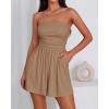 imageBTFBM Summer Womens Romper 2025 Strapless Tube Beach Vacation Clothes Ruffle Boho Loose Shorts Jumpsuits PocketsKhaki